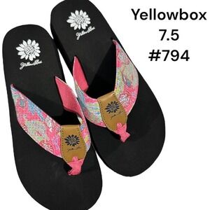 New Yellowbox Pink Floral Flip Flops Size 7.5